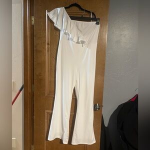 Women’s White One Shoulder Jumpsuit